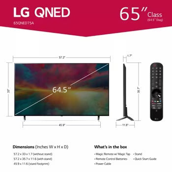 PANTALLA LG 65 Inch Class QNED75A series LED 4K UHD Smart webOS 23 w/ ThinQ AI TV