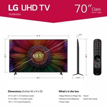 PANTALLA LG 70 Inch Class UR8000 series LED 4K UHD Smart webOS 23 w/ ThinQ AI TV